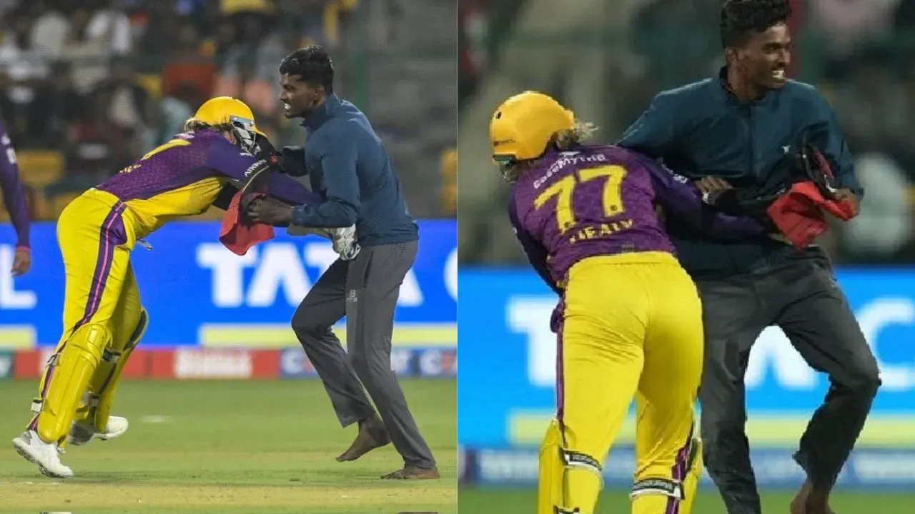 Alyssa Healy takes down Pitch invader