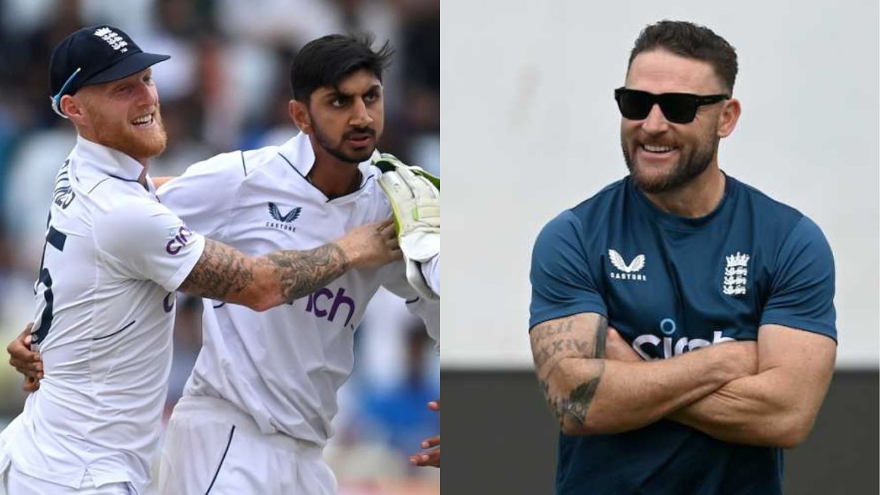 Brendon McCullum, Ben Stokes, Shoaib Bashir