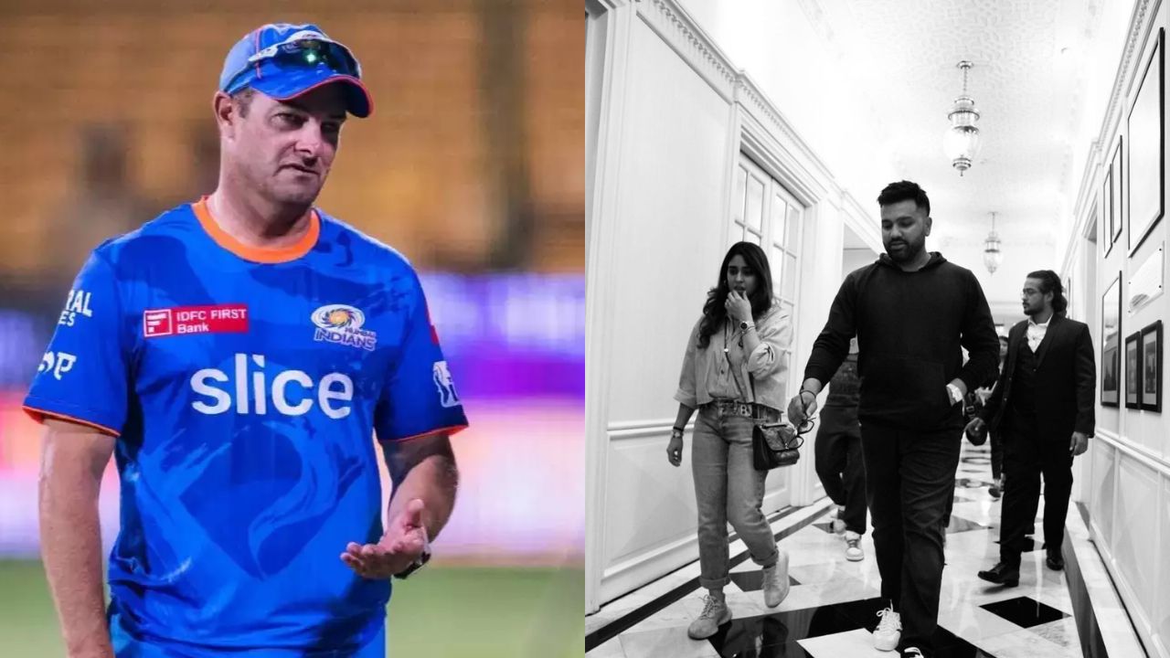 Mark Boucher and Rohit Sharma with his wife Ritika Sajdeh