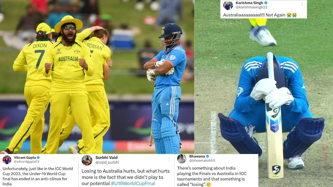 "Biggest chokers in world cricket" - Twitter reacts as India suffer heartbreak against Australia in U19 WC final