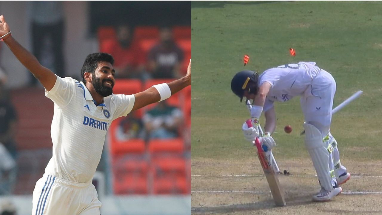 Jasprit Bumrah castles Ollie Pope