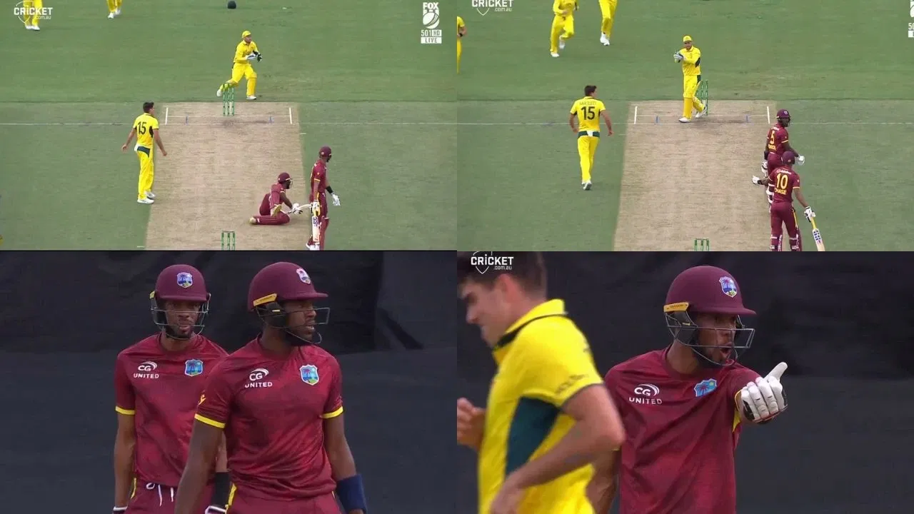 Matthew Forde, Roston Chase fight after run out