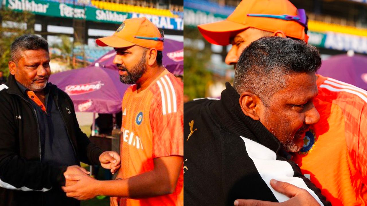 Rohit Sharma with Sarfaraz Khan's father