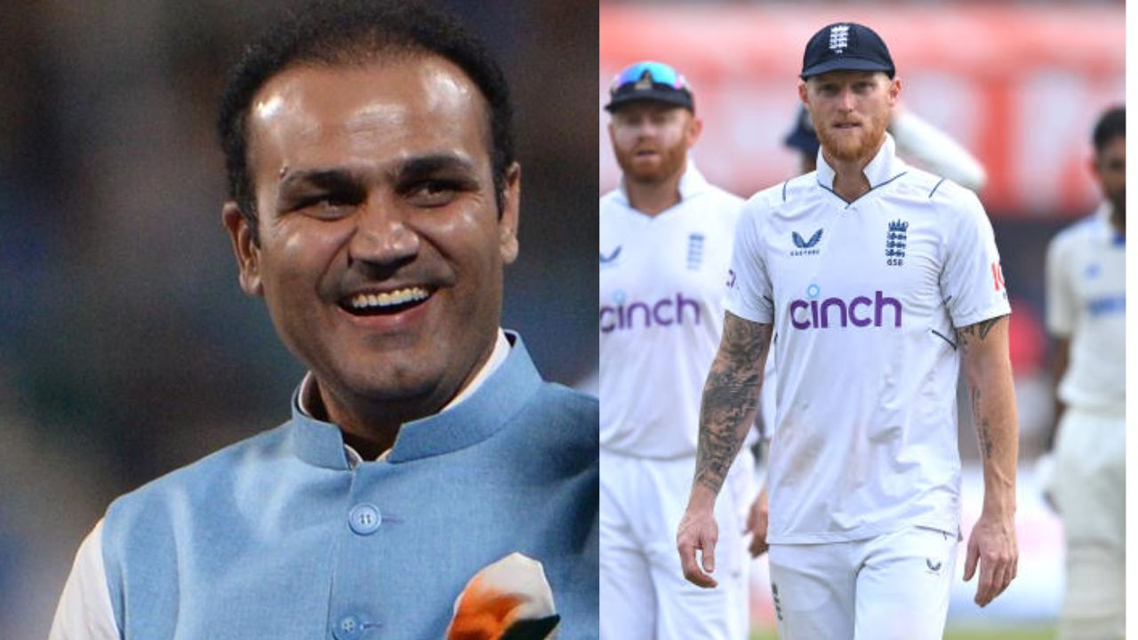 Virender Sehwag and Ben Stokes, England