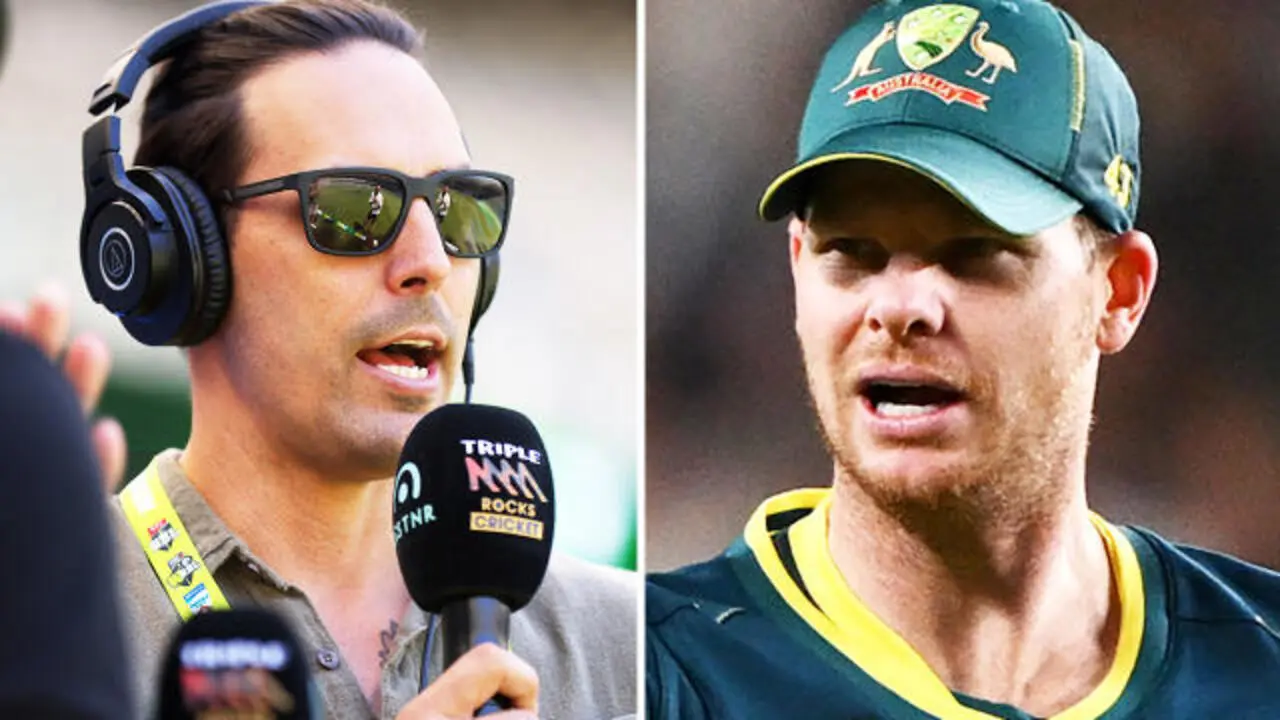 Mitchell Johnson and Steve Smith