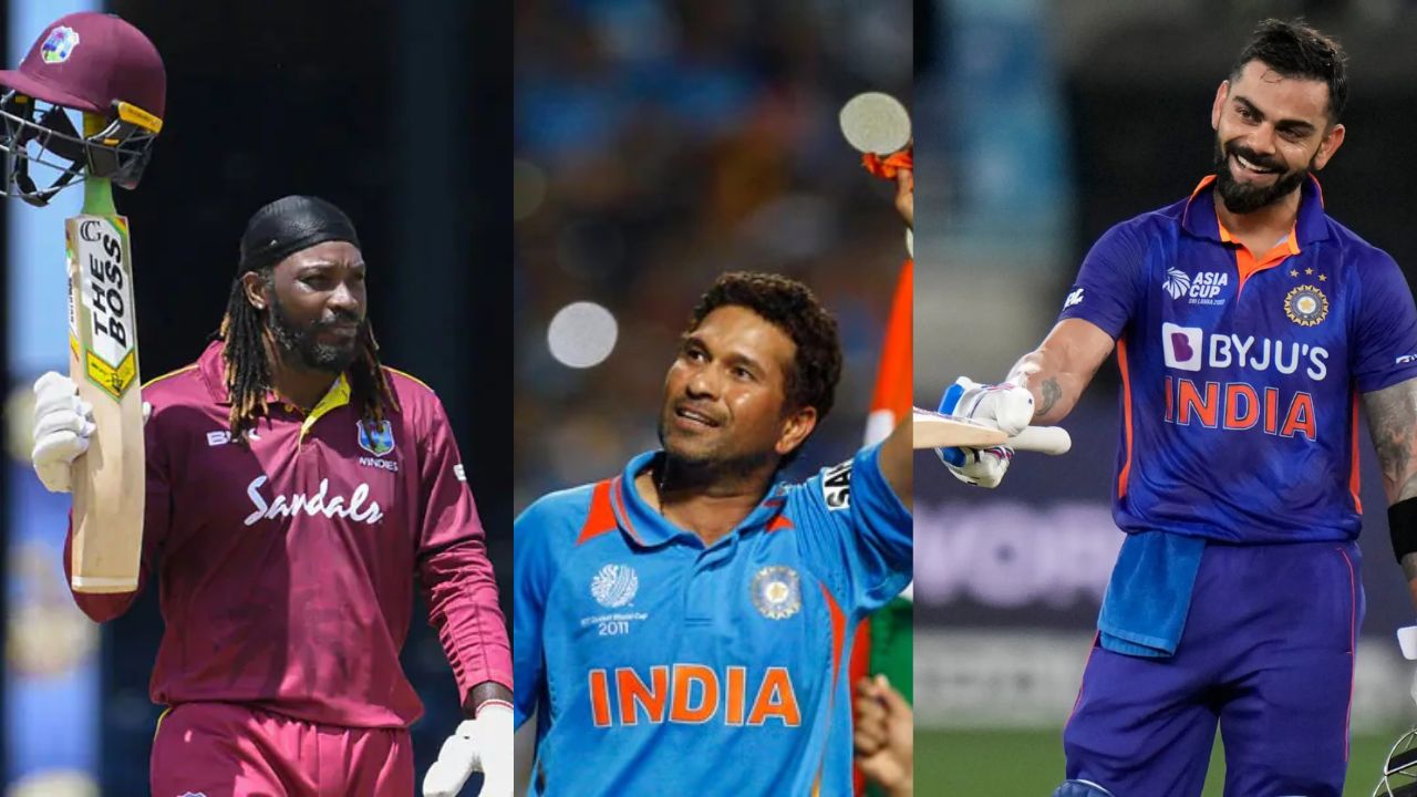 Chris Gayle, Sachin Tendulkar and Virat Kohli