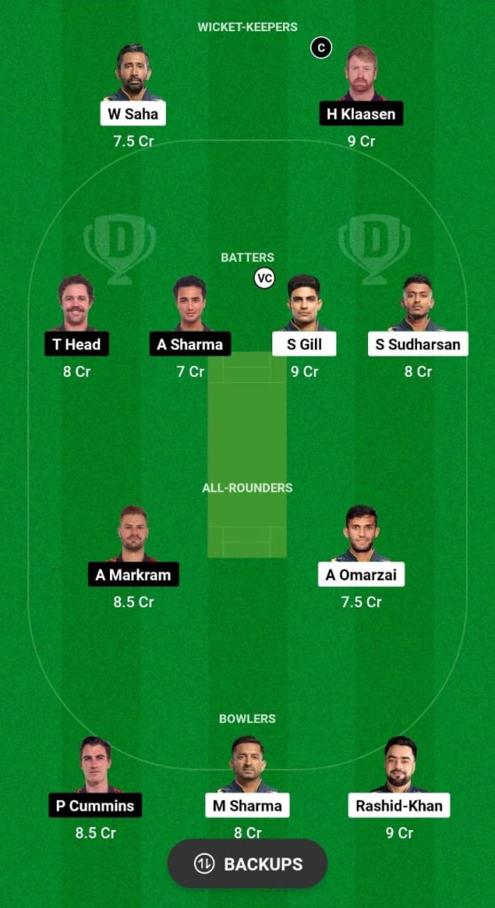 GT vs SRH Dream11 Prediction Fantasy Cricket Tips Dream11 Team IPL 2024