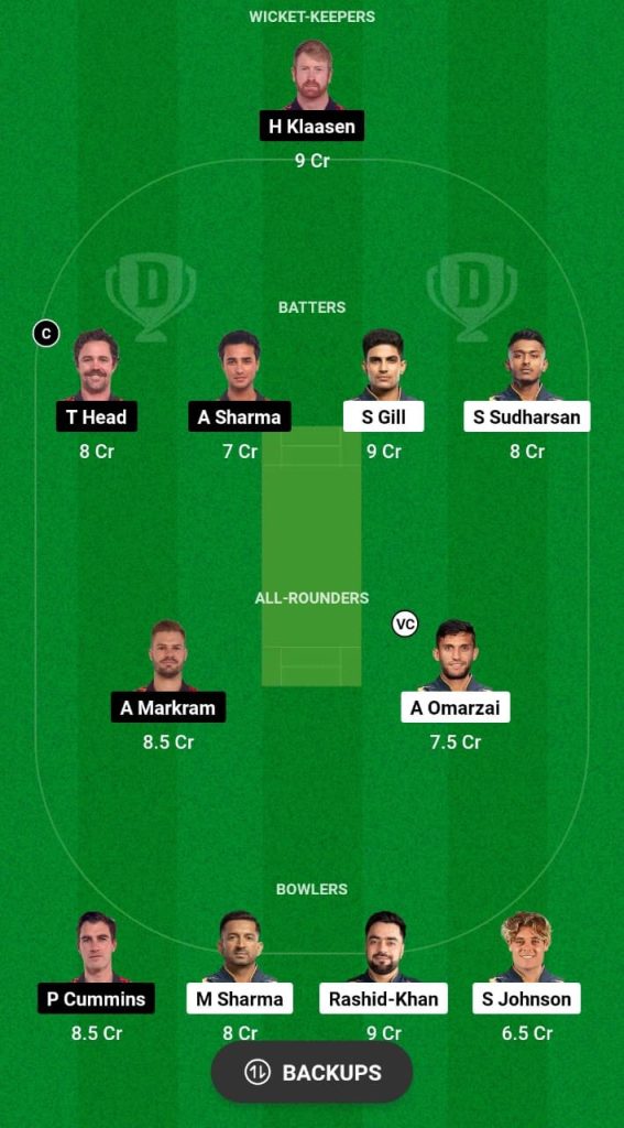 GT vs SRH Dream11 Prediction Fantasy Cricket Tips Dream11 Team IPL 2024