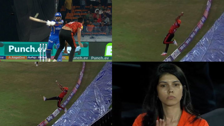 Mayank Agarwal saves a six