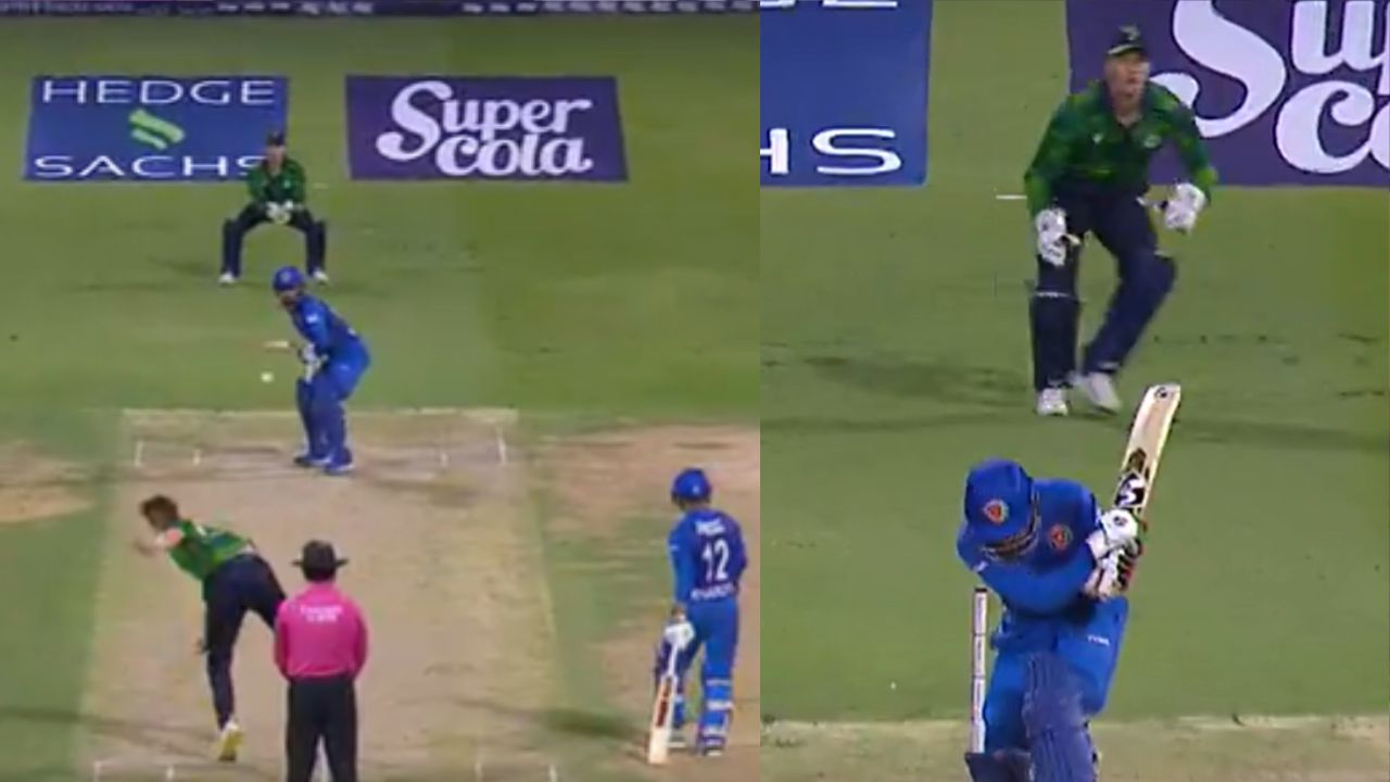 Rashid Khan scores a six with a no look shot