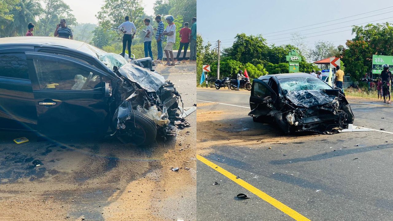 Sri Lanka Lahiru Thirimanne car after road accident