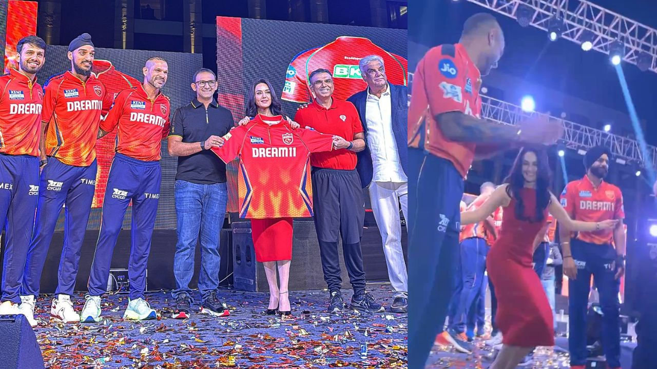 Watch Punjab Kings unveil new IPL 2024 jersey as Shikhar Dhawan joins Preity Zinta in dance at launch event