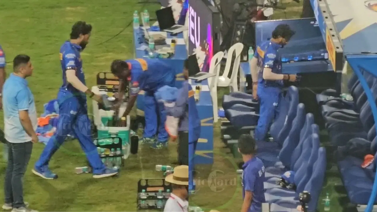 Hardik Pandya left alone in MI dugout