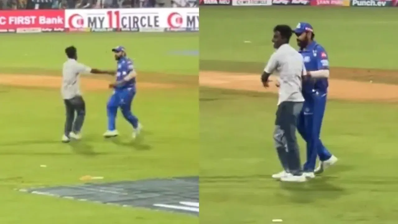 Rohit Sharma scared by Pitch invader